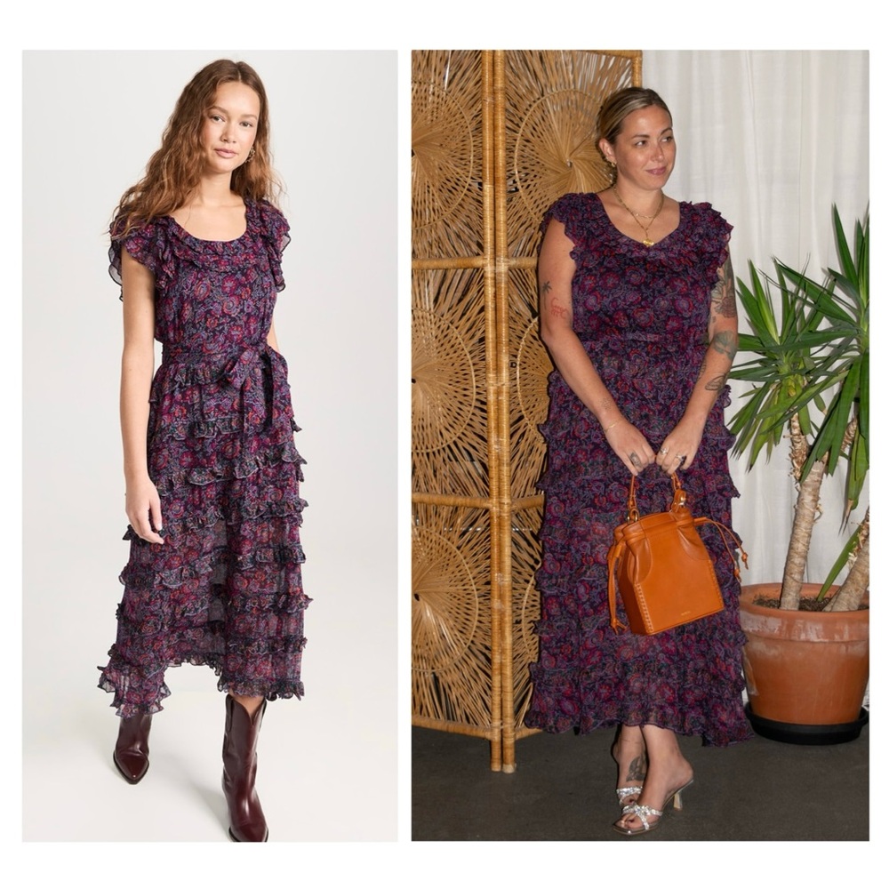 Cleobella Milana Midi Dress in Bordeaux Floral